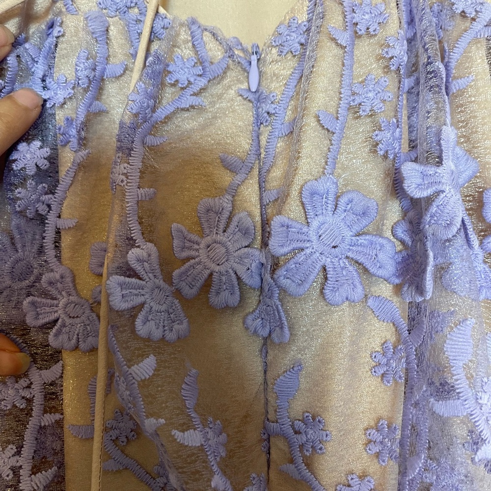 Endless Rose Lavender Floral Embroidered Tiered Lace Midi Dress - Picture 13 of 15